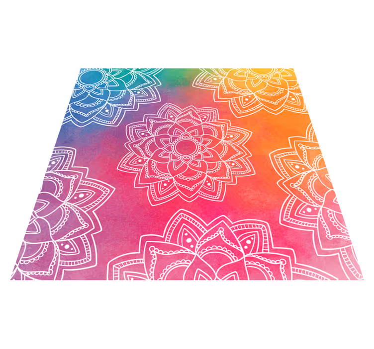 Vinyl Teppich Mandala buntes rotes muster - TenStickers