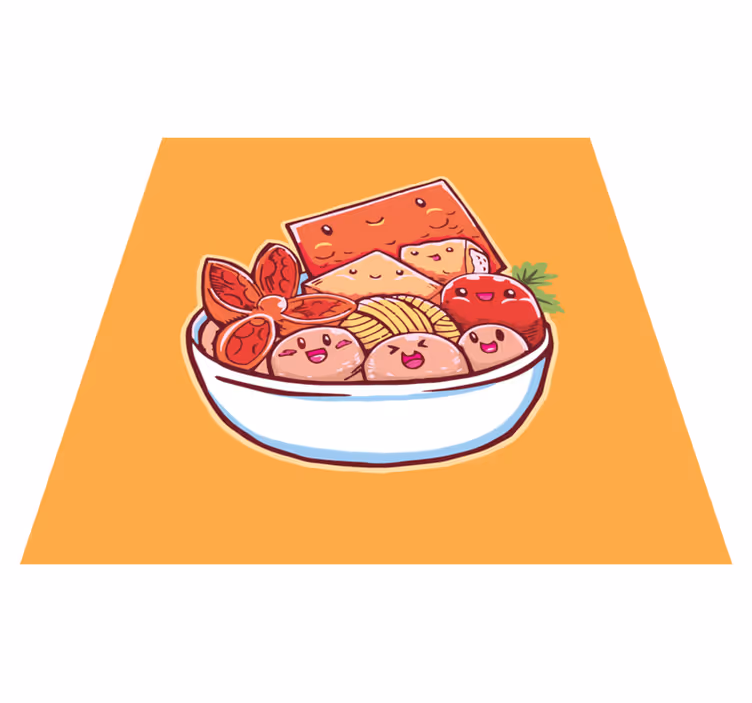 Vinyl teppich küche cartoon sushi - TenStickers