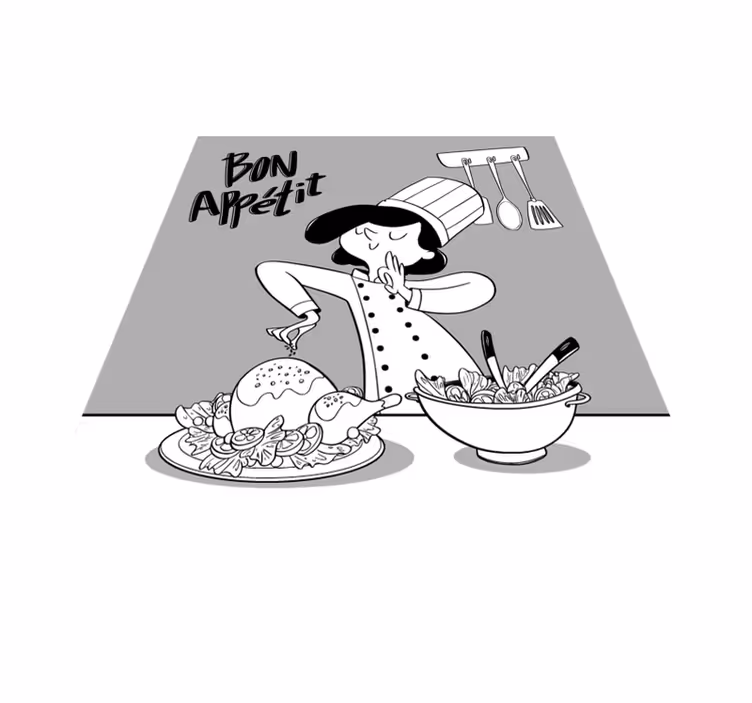 Vinyl teppich küche cartoon-chefkoch-abbildung - TenStickers