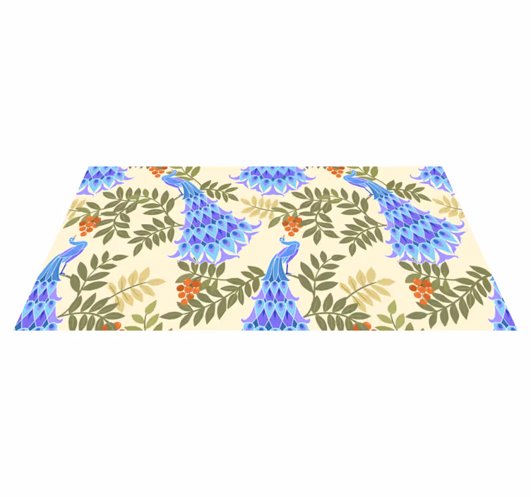 Vinyl teppich blumen im pfauendesign - TenStickers