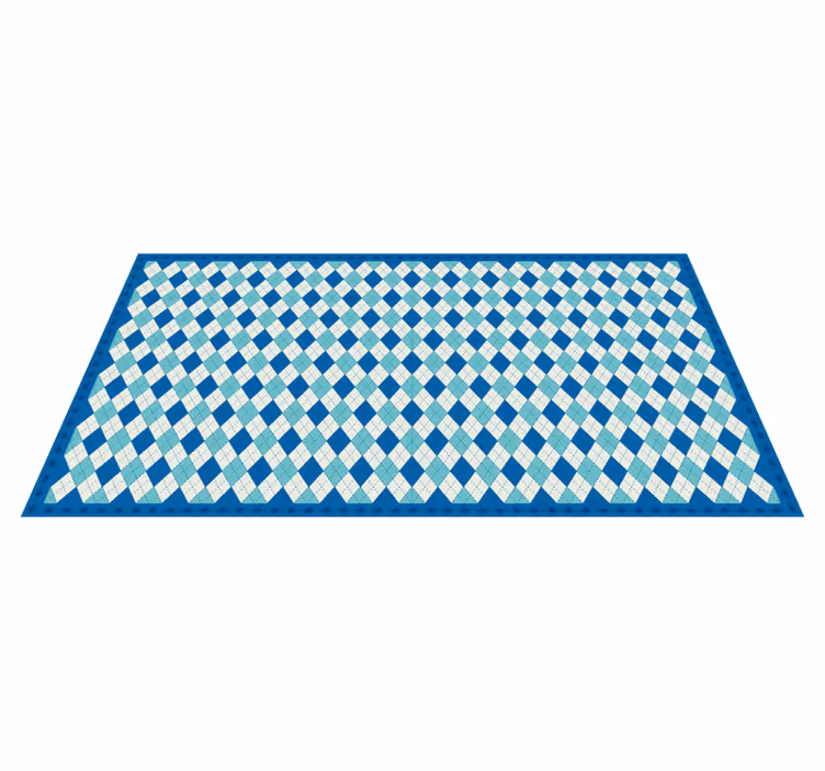Vinyl Teppich Fliesenoptik kariertes blaues muster - TenStickers