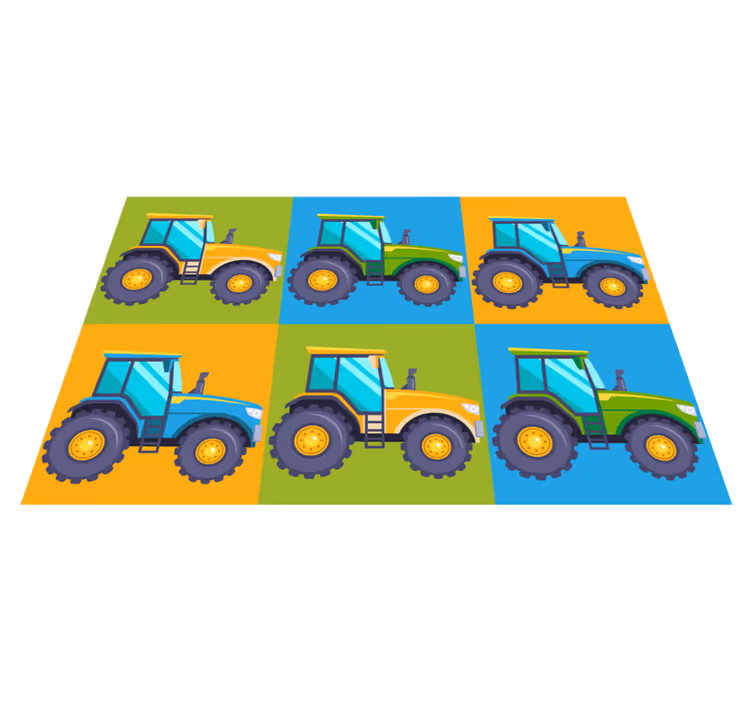 Vinyl Teppich kindlich bunte traktorquadrate - TenStickers