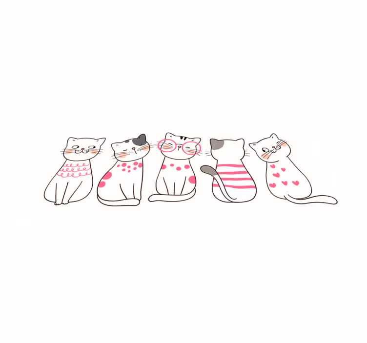 Vinyl Teppich kindlich verspielte katzenillustrationen - TenStickers