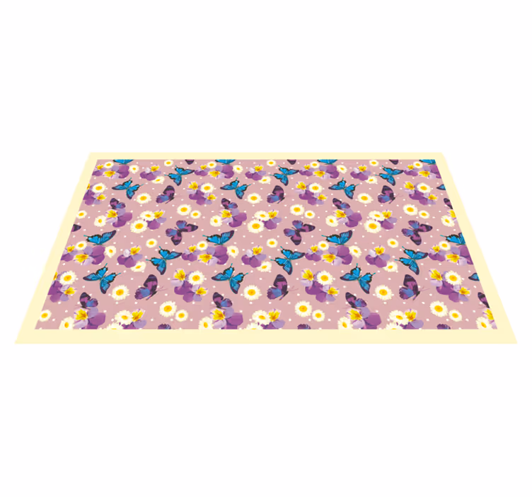 Vinyl Teppich kindlich schmetterlingsgarten-array - TenStickers