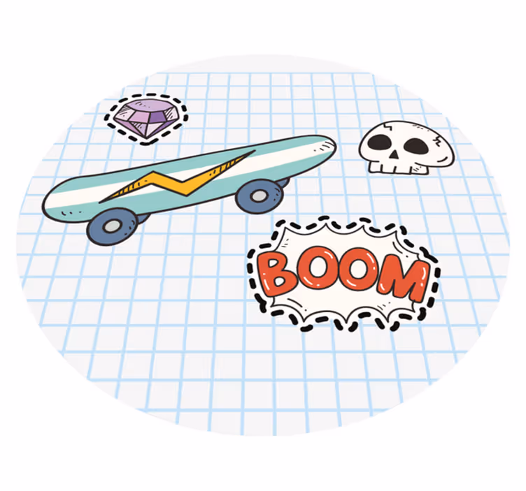 Vinyl Teppich kindlich skateboard-comic-illustration - TenStickers