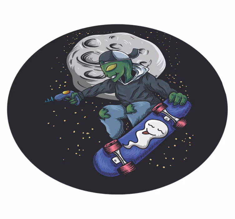 Vinyl Teppich kindlich skateboard-außerirdischer - TenStickers