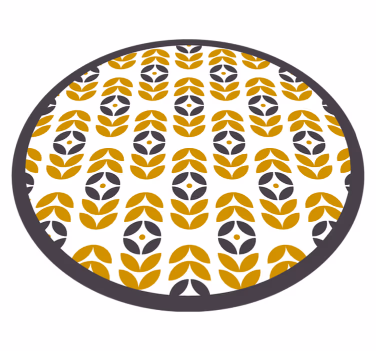 Vinyl Teppich rund stilvolles blattmuster - TenStickers