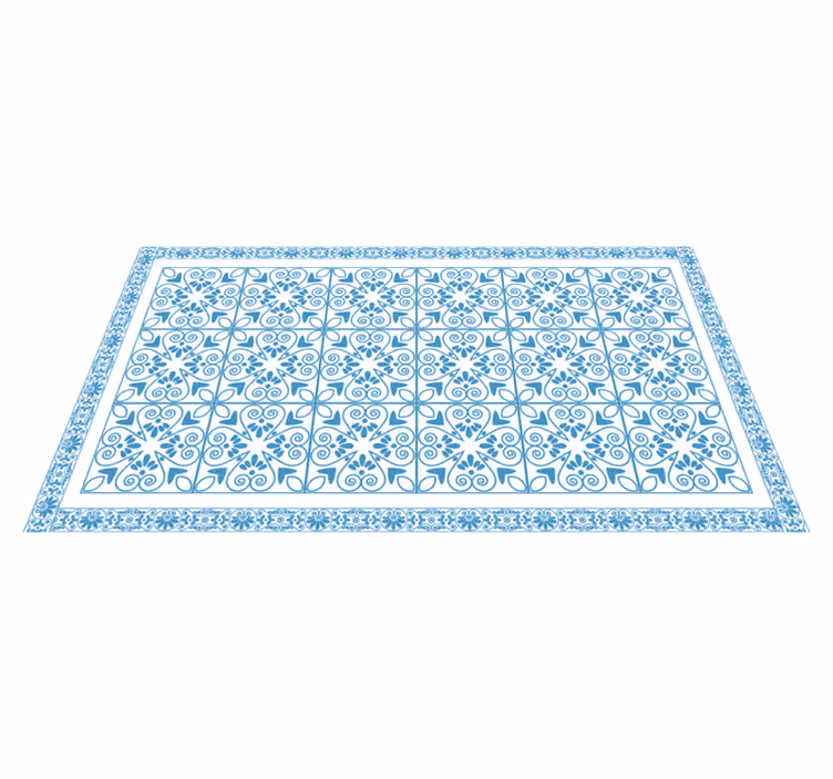 Vinyl Teppich Küche azurblaue botanische elemente - TenStickers