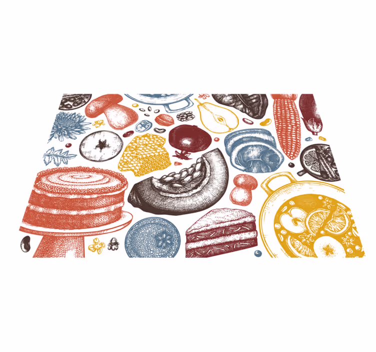 Vinyl Teppich Küche kulinarische illustrationen - TenStickers