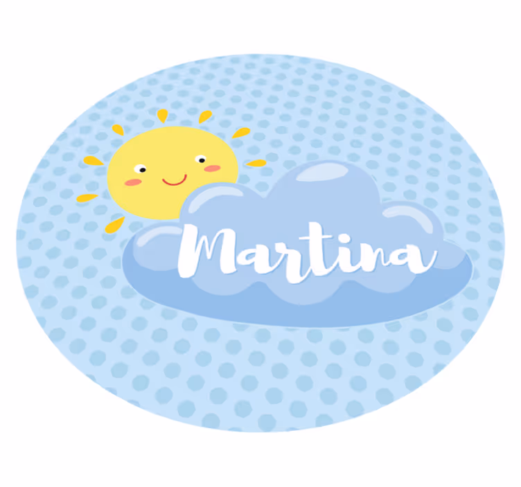 Vinyl Teppich kindlich sonne und wolke mit namen - TenStickers