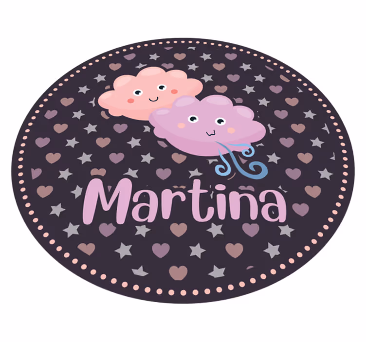 Vinylteppich mit Name Sterne und herzen wolke mit Namen - TenStickers