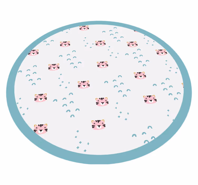 Vinyl Teppich kindlich blaue regenbögen und rosa katzen - TenStickers