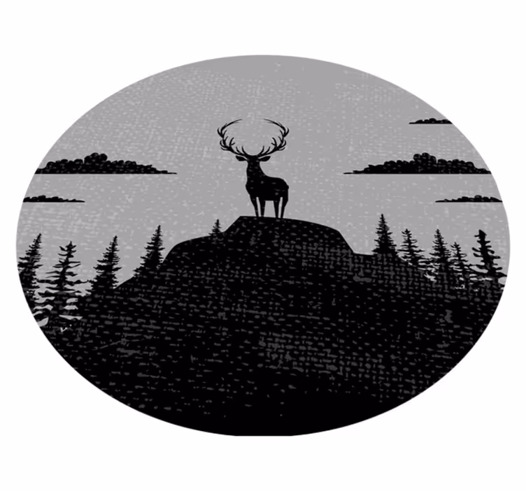 Vinylteppich Tiere Grauer und schwarzer hirsch - TenStickers