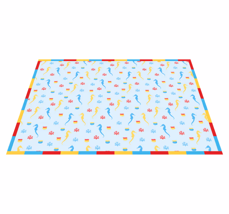 Vinyl Teppich Badezimmer seepferdchen blaues design - TenStickers