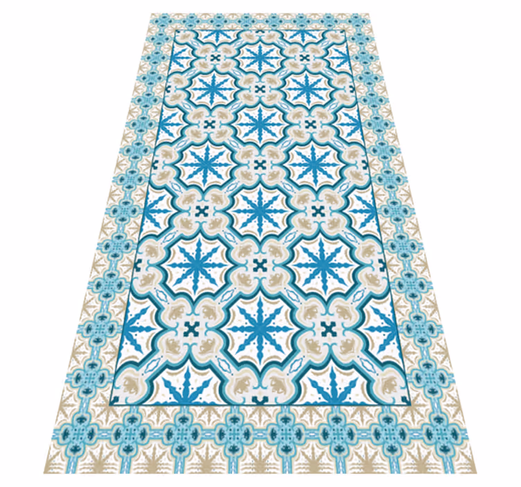 Vinyl teppich küche vintage blau und braun - TenStickers