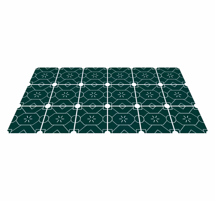 Vinyl Teppich Fliesenoptik geometrische grüne anordnung - TenStickers