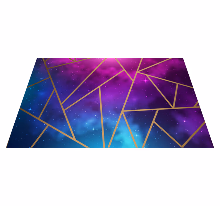 Vinyl teppich geometrisch in kosmischem blau und lila - TenStickers