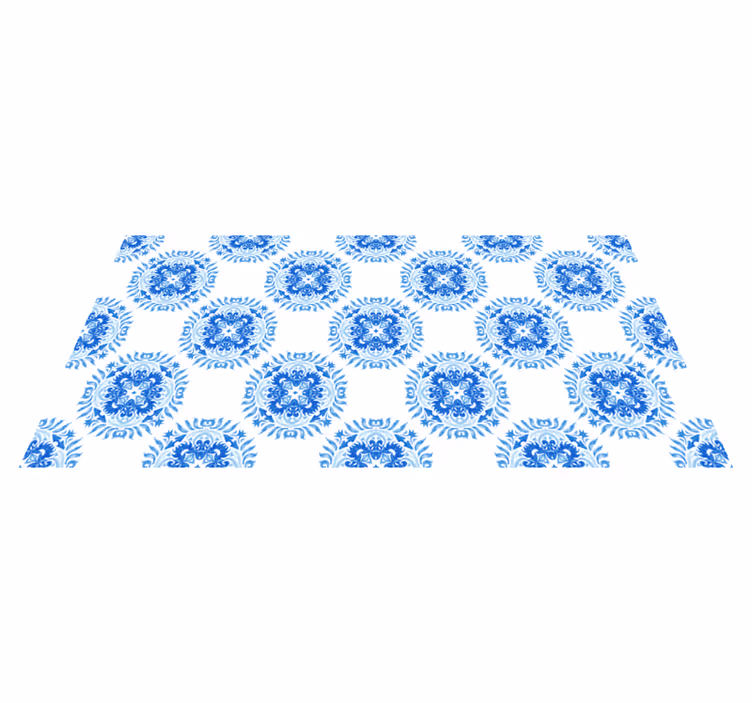 Vinyl Teppich Mosaik azurblaue blütenelemente - TenStickers