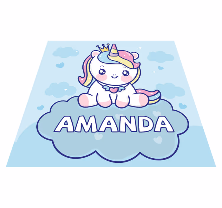 Vinyl teppich kindlich mit individuellem einhorn - TenStickers