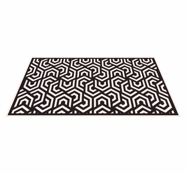 Vinyl Teppich geometrisch schwarz-weiße sechsecke - TenStickers
