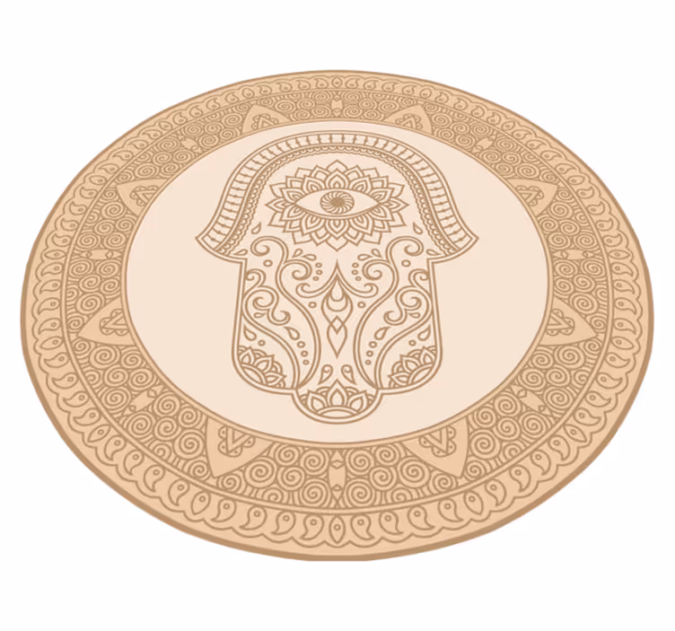 Vinyl Teppich Mandala beiges fatima-handsymbol - TenStickers