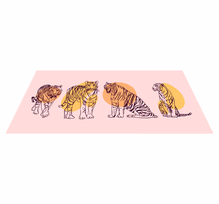 Vinyl Teppich Tiere gerahmte tigerillustration - TenStickers