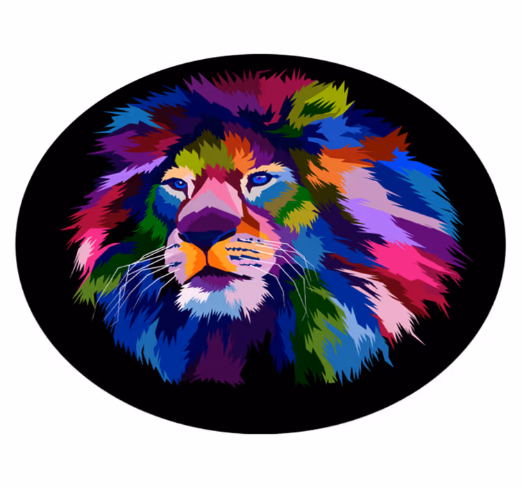 Vinyl Teppich Tiere bunter löwenkopf - TenStickers