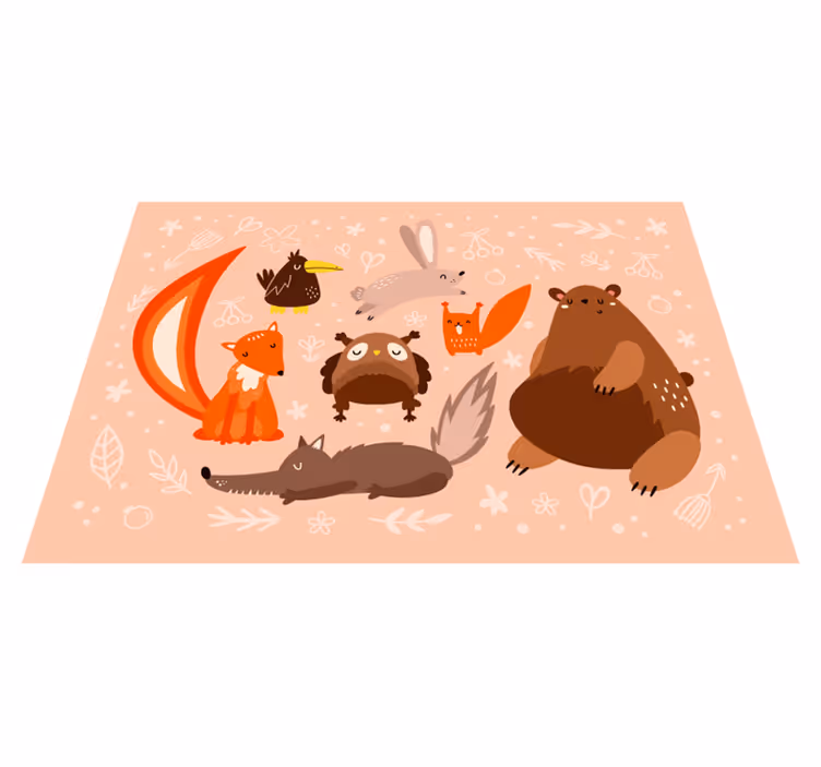 Vinyl Teppich Baby entzückende tierische begleiter - TenStickers