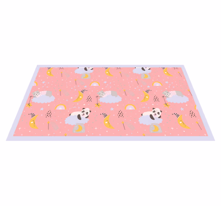 Vinyl Teppich kindlich wolken auf rosa hintergrund - TenStickers