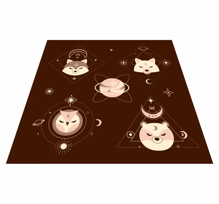 Vinyl Teppich Kinderzimmer weltraumtiere abenteuer - TenStickers