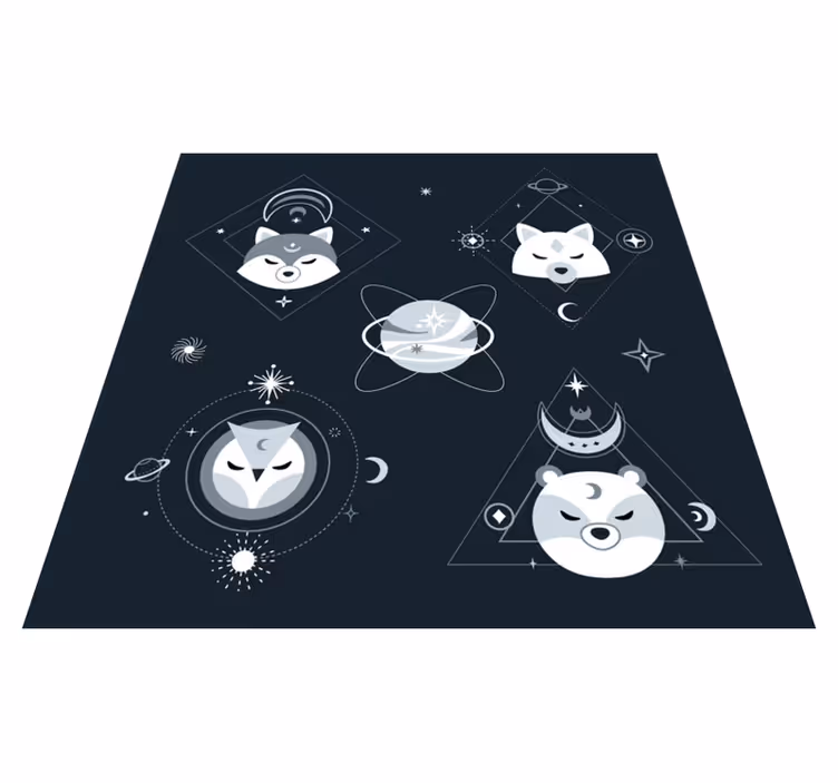 Vinyl Teppich kindlich kosmische tiergesichter - TenStickers