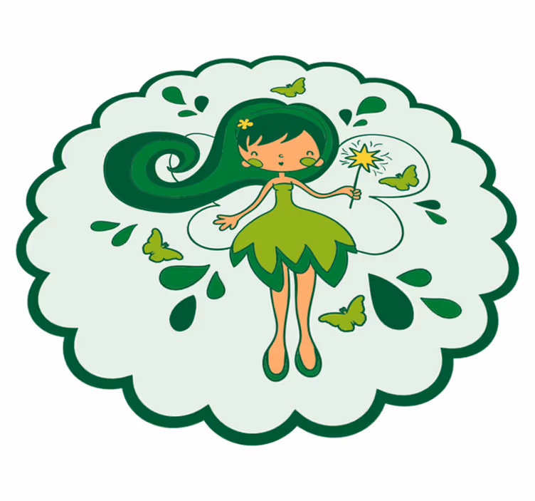 Vinyl Teppich Kinderzimmer grüne fee figur - TenStickers