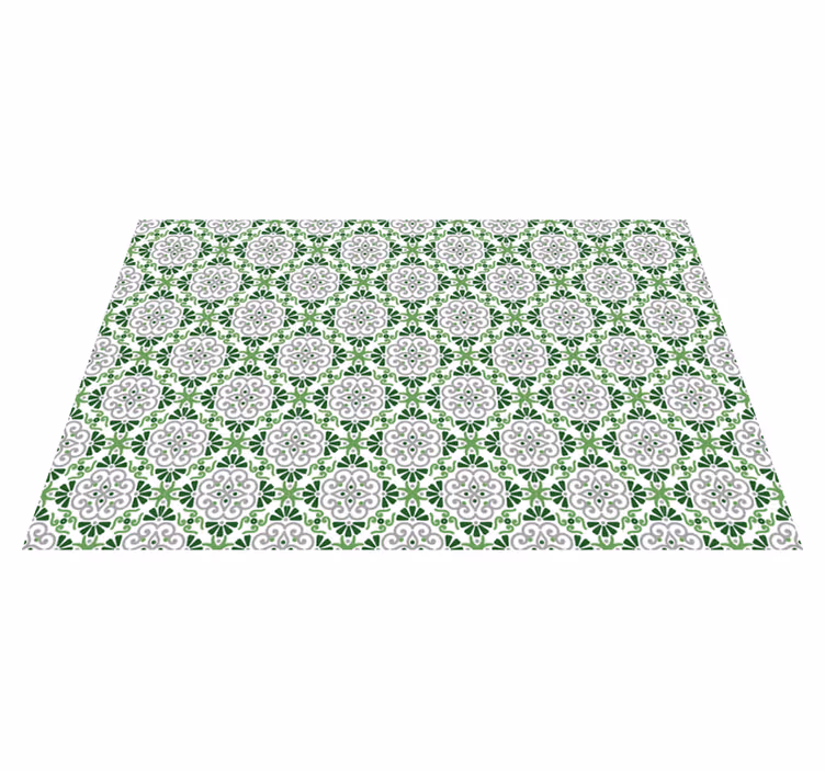 Vinyl Teppich Küche grünes blumenmosaik - TenStickers
