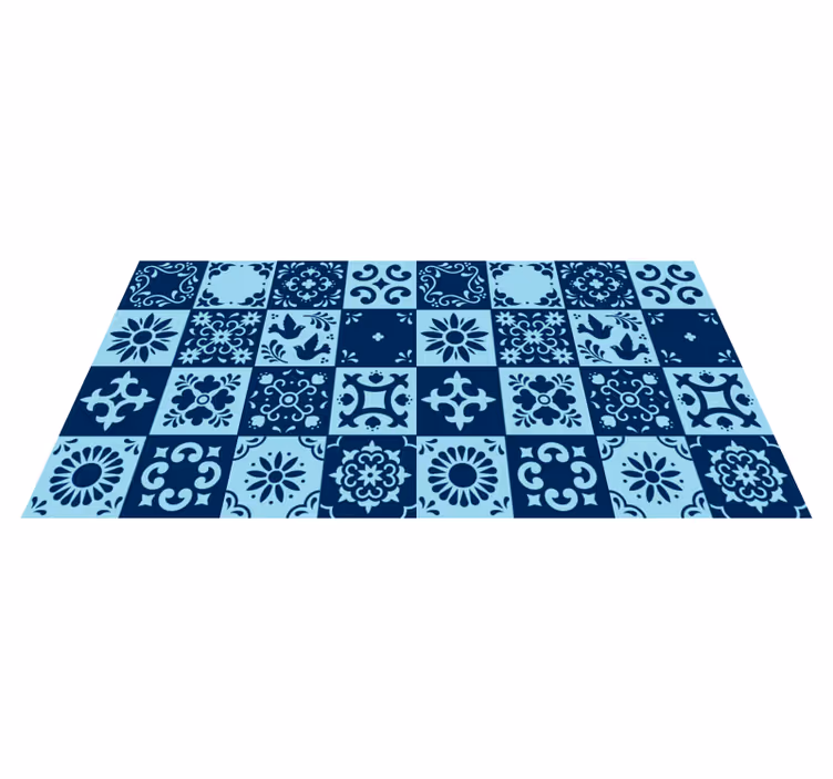 Vinyl Teppich Fliesenoptik blaues mosaik - TenStickers