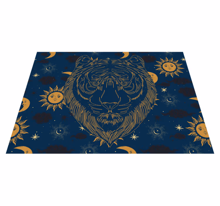 Vinyl Teppich Tiermuster tiger und sonnen - TenStickers