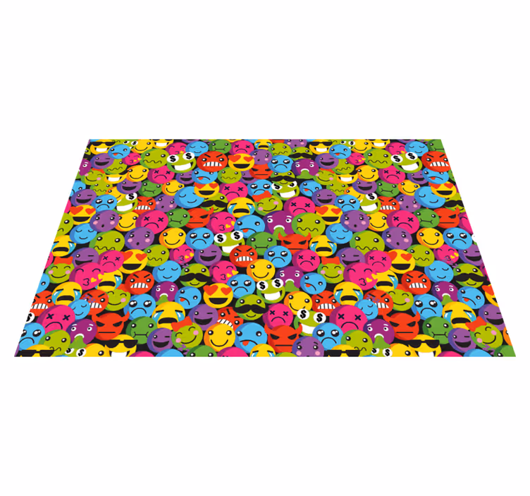 Vinyl Teppich Jugendzimmer bunte emoji-ausdrücke - TenStickers