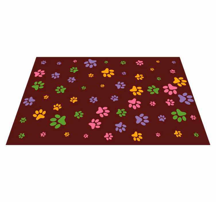 Vinyl Teppich Tiermuster bunte pfotenmuster - TenStickers