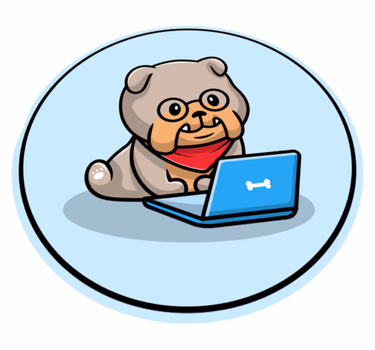 Vinyl Teppich Tiere welpe mit computer - TenStickers