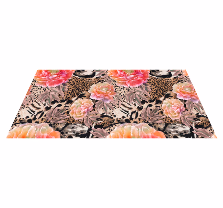 Vinyl Teppich Blumen bunt bemalte rosen - TenStickers