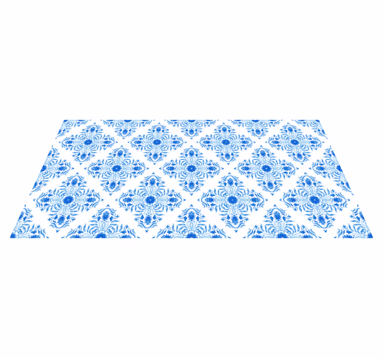 Vinyl Teppich Mosaik azurblaues botanisches motiv - TenStickers