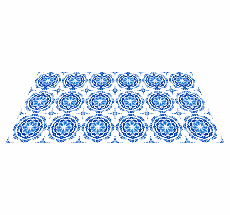Vinyl Teppich Küche azurblaue blütenmotive - TenStickers