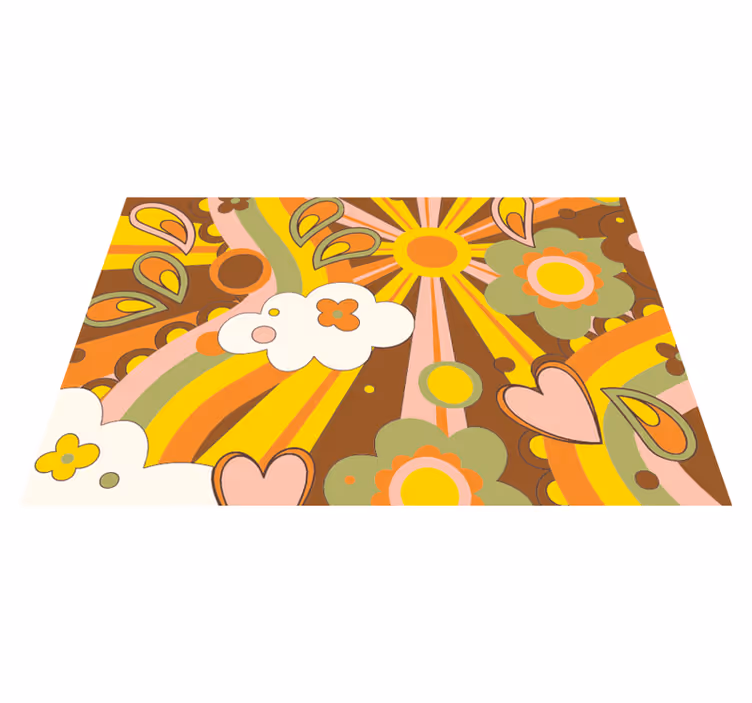 Vinyl teppich kindlich retro blumenexplosion - TenStickers