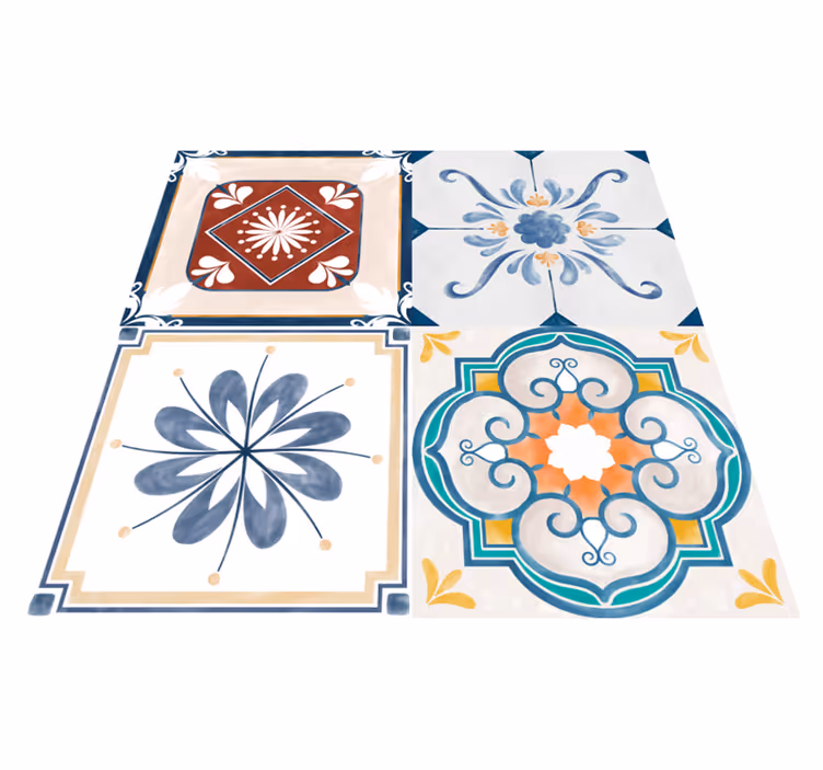 Vinyl Teppich Fliesenoptik bunte geometrische muster - TenStickers