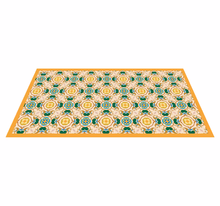 Vinyl Teppich Badezimmer florale beige ornamente - TenStickers
