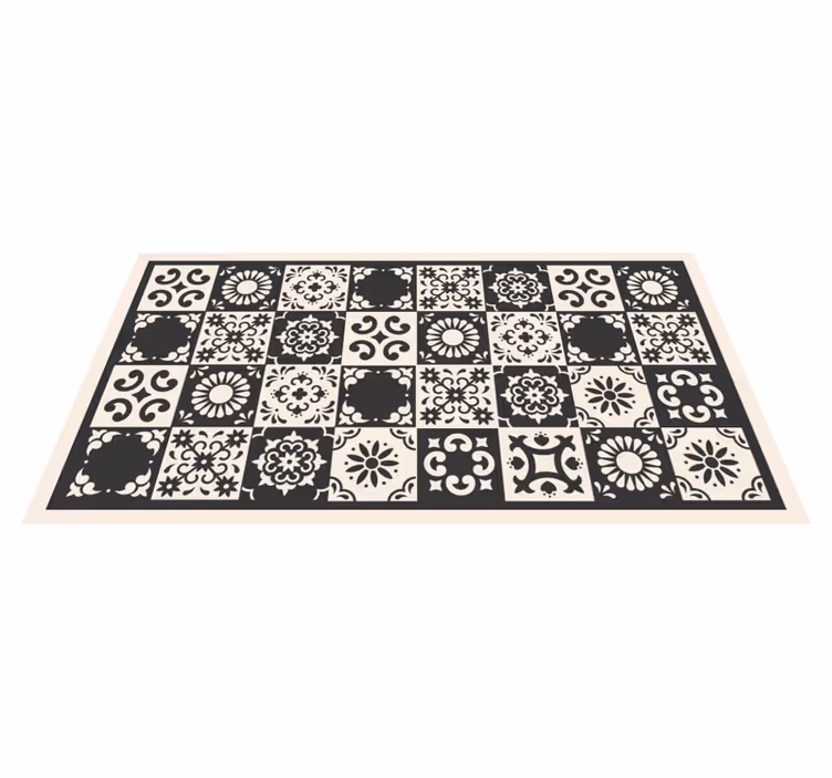 Vinyl Teppich Fliesenoptik klassische blumenmuster - TenStickers