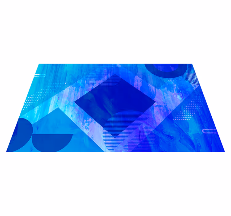 Vinyl Teppich minimalistisch blaue geometrische motive - TenStickers