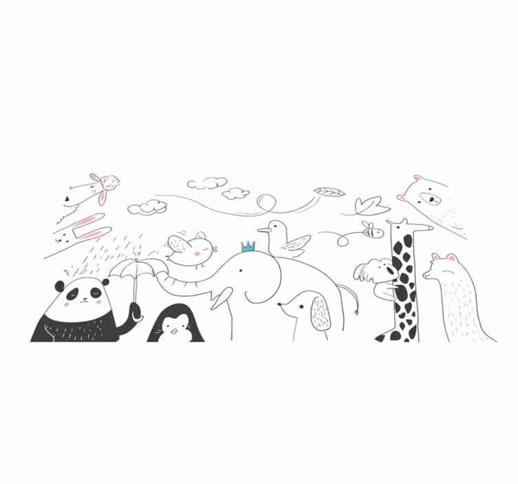 Vinyl Teppich Baby minimalistische tierfreunde - TenStickers