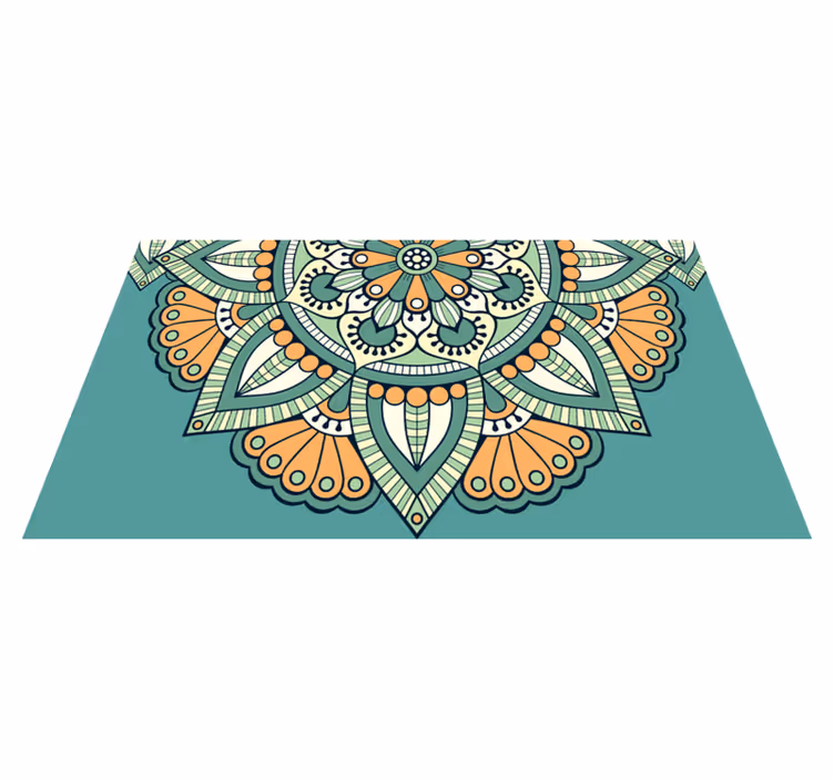 Vinyl teppich mandala mit halbblumigem motiv - TenStickers