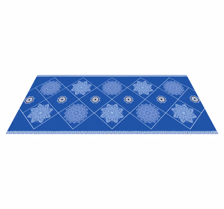 Vinyl Teppich Badezimmer blaue florale elemente - TenStickers