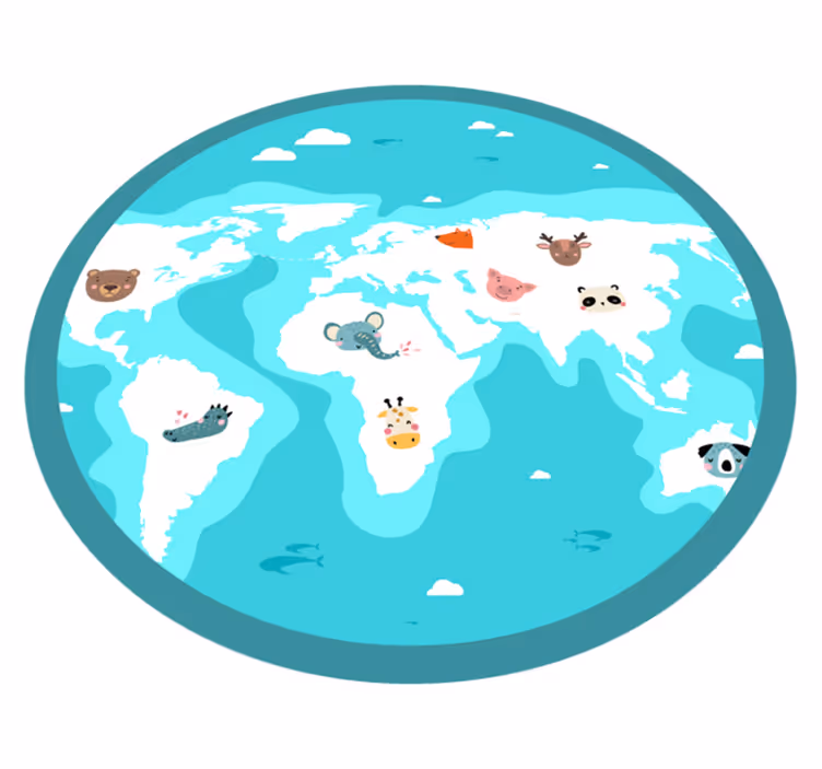Vinyl Teppich kindlich weltkarte der tiere - TenStickers